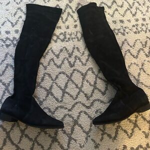Stuart Weitzman Women's Jocey Suede Block Heel Over-The-Knee Boots Black Size 8